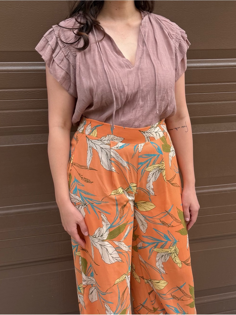 Mauve Short Sleeve Flowy Top
